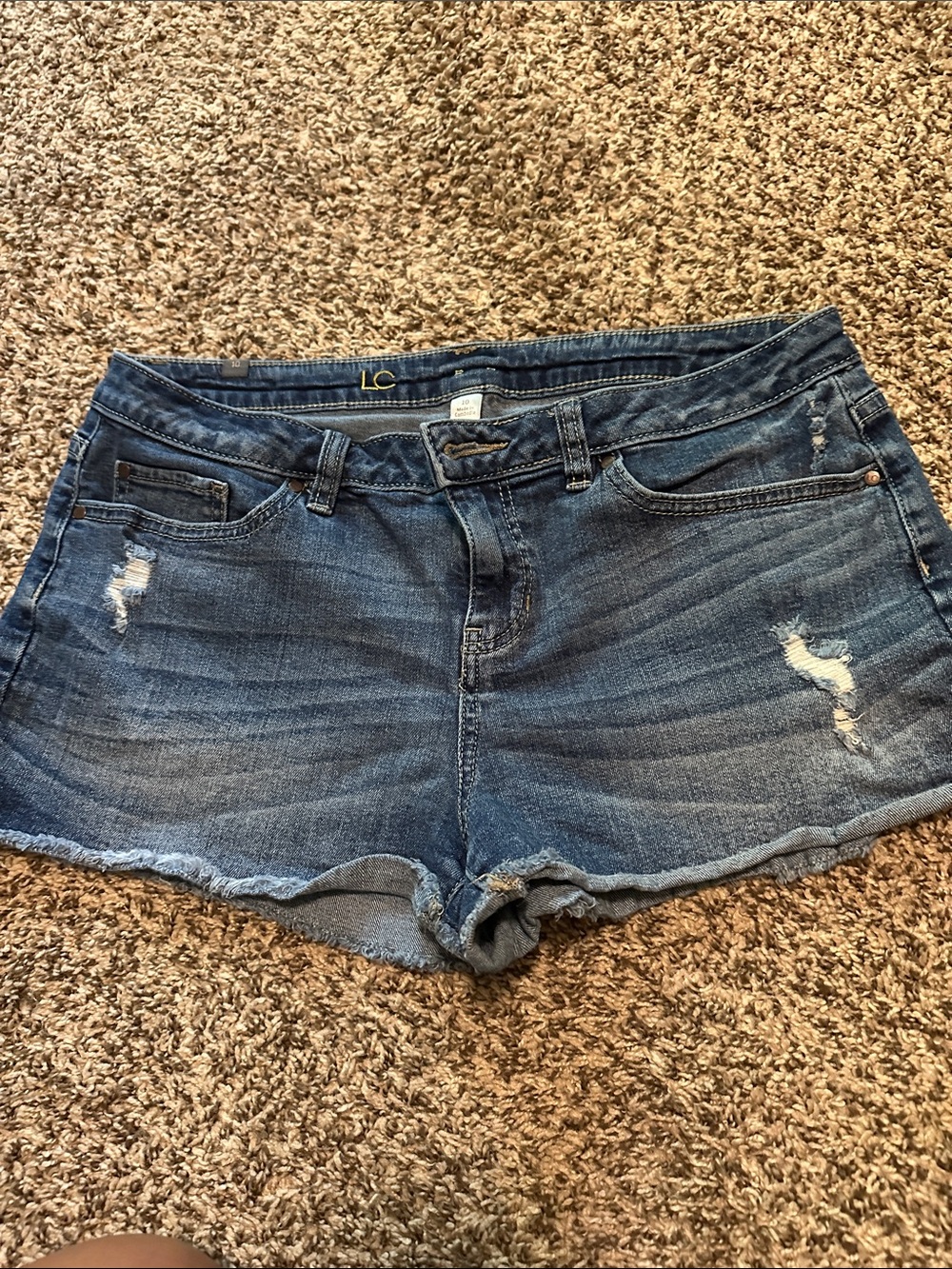 LC Lauren Conrad Distressed Dark Blue Denim Shorts